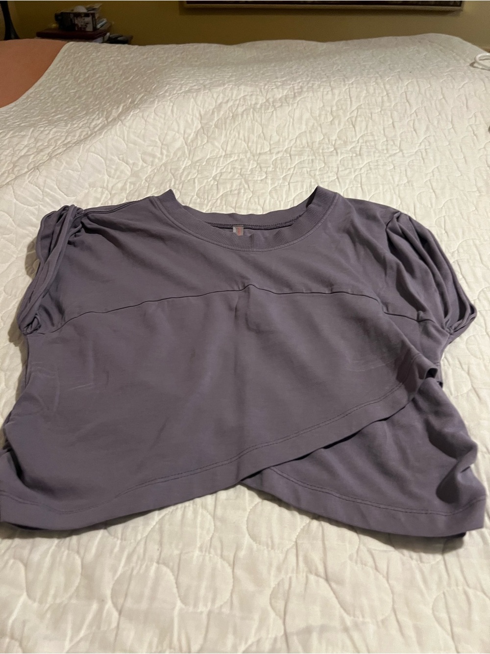 Free People Set Lavender Crop Tee with Sleeves, Matching Pants with Pockets